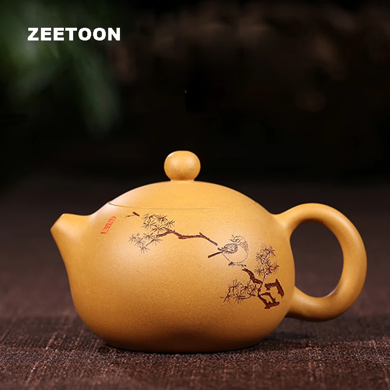 Authentic Yixing Purple Clay Teapot Chinese Kung Fu Tea Set Masterpiece All Handmade Carving