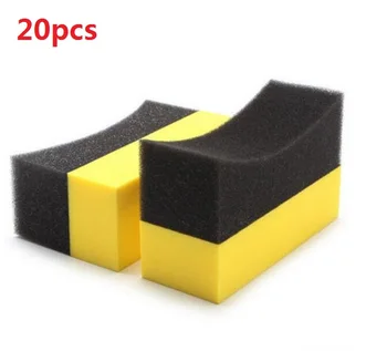 

20pcs/lot Vacuum compressed sponge U-Shape Tire Wax Polishing Compound Sponge ARC Edge Sponge Tyre Brush
