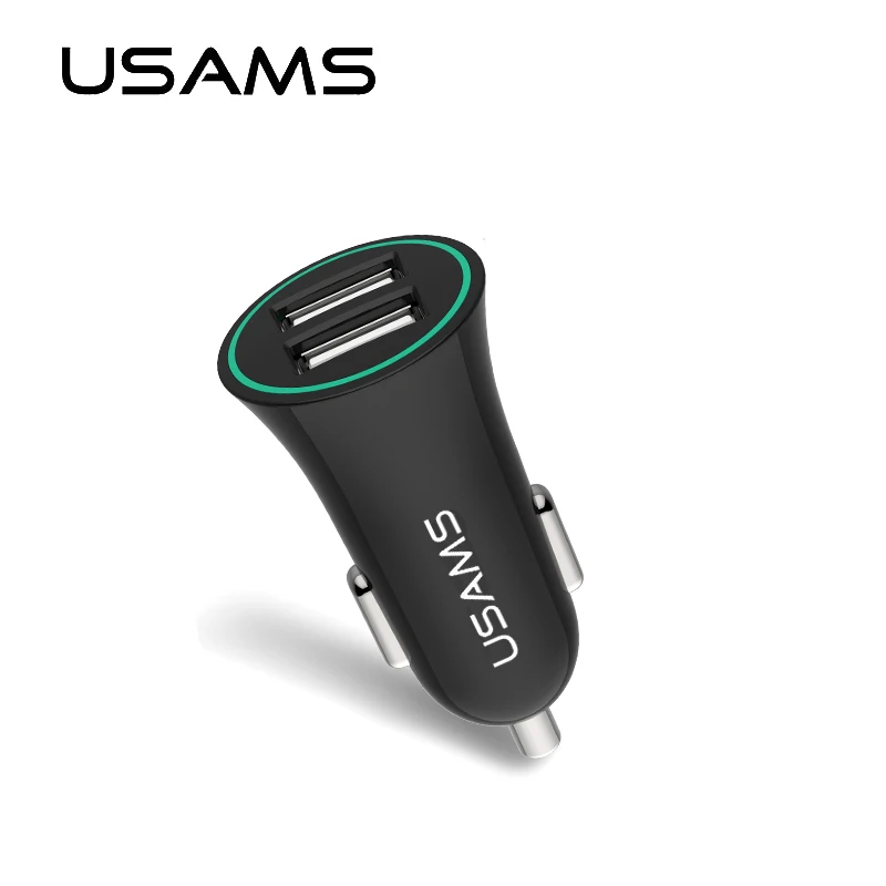  Car-Charger for USAMS 2 USB Car Mobile Phone Charger MAX 2.1A Smart Auto Adapter charging Car charger for iphone Huawei Sumsang 