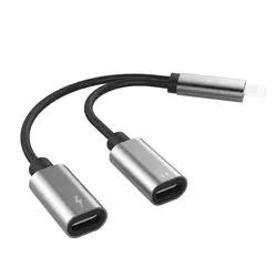 Зарядки аудио 2 в 1 адаптер для наушников кабель телефонный сплиттер алюминиевый конвертер Поддержка вызова для IOS10.3 11 для iPhone 8 7 7 Pl
