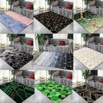 

Trend Golden Metal Geometric Area Rugs Living Room Large Size Carpets Modern Bedroom Sofa Table Decor Tapete Antiskid Floor Mats