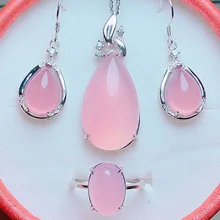 Yu Xin Юань нефритовый ювелирный набор натуральный нефритовый медальон 925 Серебряный кулон кольцо серьги женский комплект украшений для девочек