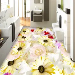 Пользовательские этаж Стикеры современная мода цветы 3D Пол фрески Водонепроницаемый износостойкие виниловые обои для Гостиная Спальня