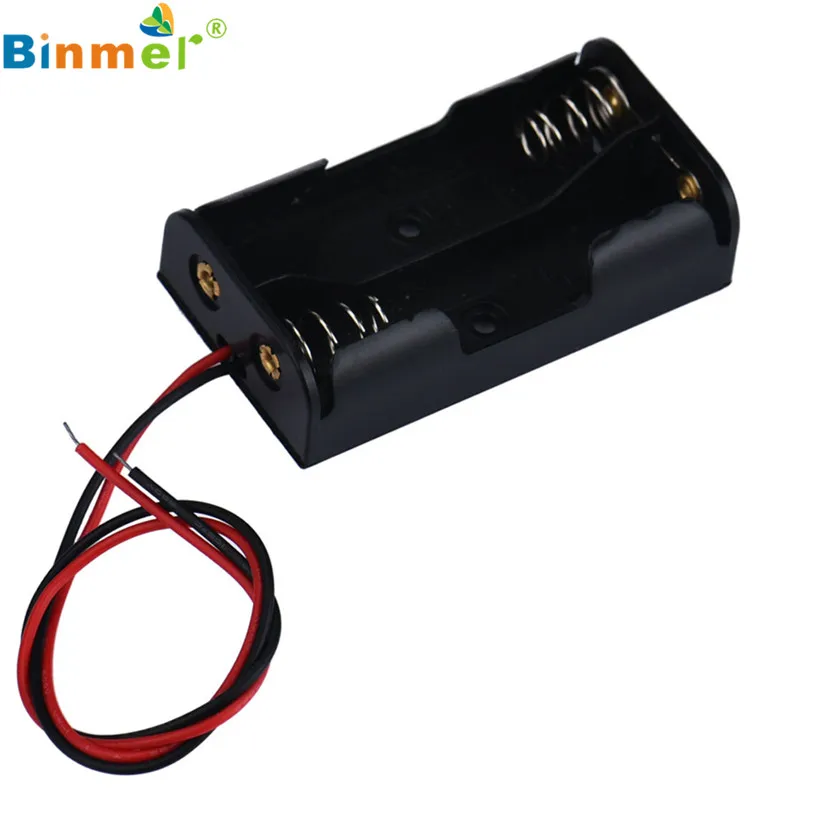 

HL 2018 Hot New Box Holder For 2 x AA Black With Wire Leads Plastic Battery Storage Case New Arrival Mar 16