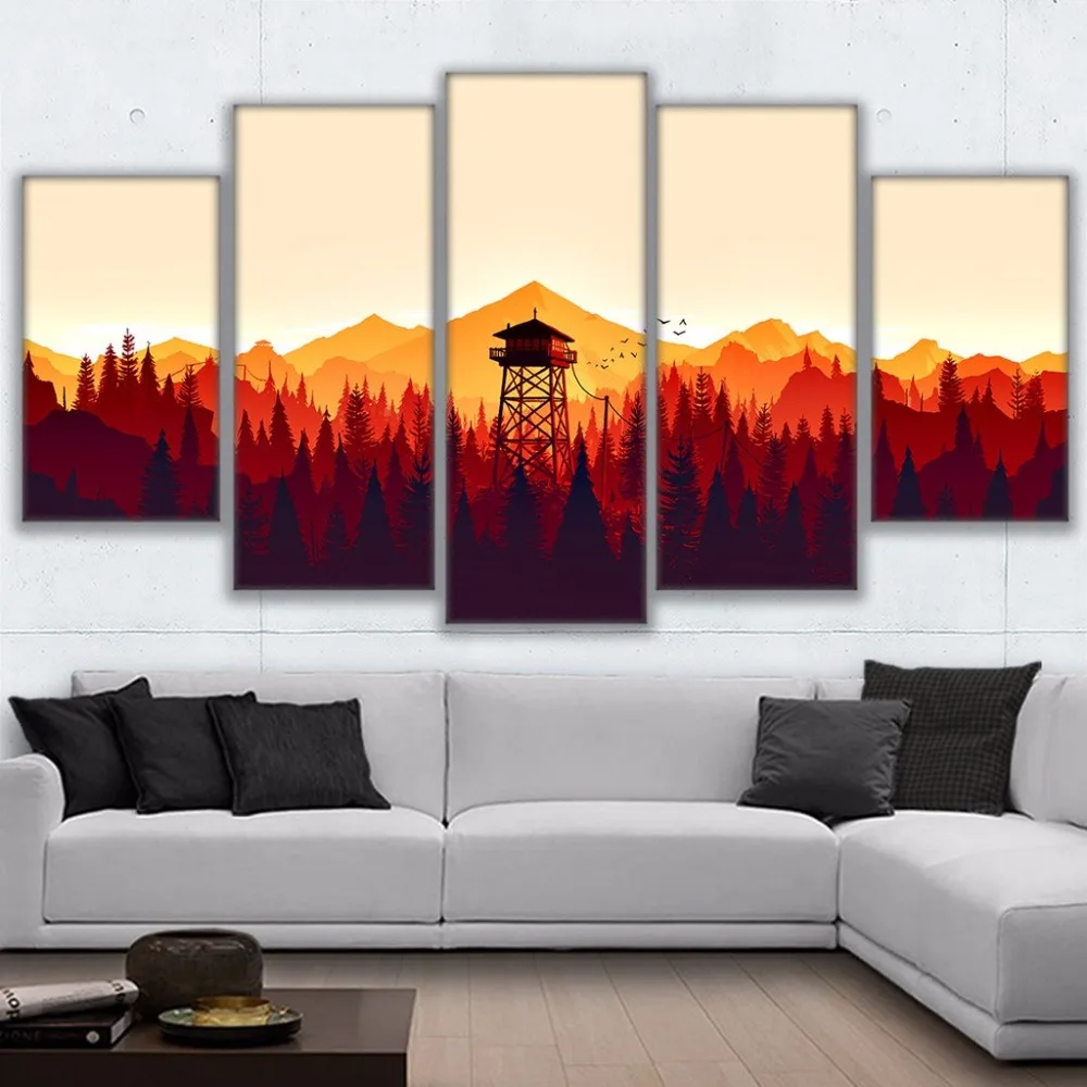Modern-Frames-For-Painting-Modular-Cheap-Pictures-Wall-5-Panel-Game-Firewatch-Art-For-Living-Room (2)