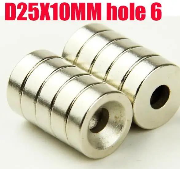 25*10 5 шт. n52 магнит супер сильный кольцевой 25 мм x 10 потайное отверстие: 6