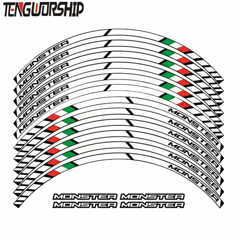 Teng ноги 12 X толстый край внешний обод наклейки в полоску колесные наклейки подходят все DUCATI MONSTER 695 696 796 1100 1100 S 797 821 795