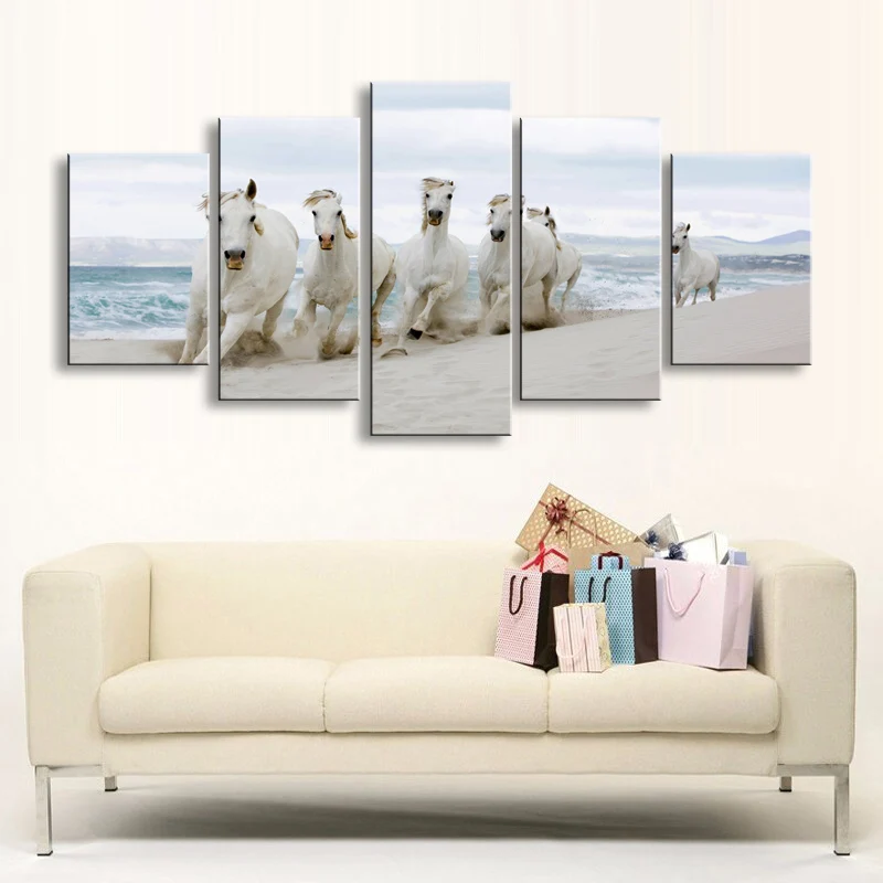 5 pieces high-definition print horse canvas oil painting poster and wall art living room picture B-047 (5)