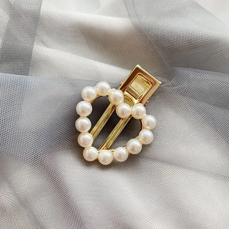 Fashion Pearl Hair Clip Geometric Rectangle Water Drop Hairpins Metal Gold Color Hair Styling Accessories - Цвет: 5