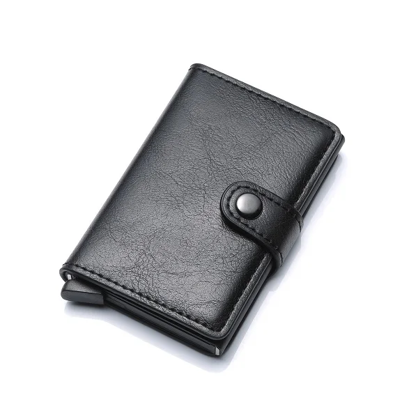 Металлический кошелек с защитой от радиочастотной идентификации, держатель для кредитных карт для мужчин и женщин, визитница для визиток, Карманный чехол для карт, держатель кредитной карты - Цвет: black