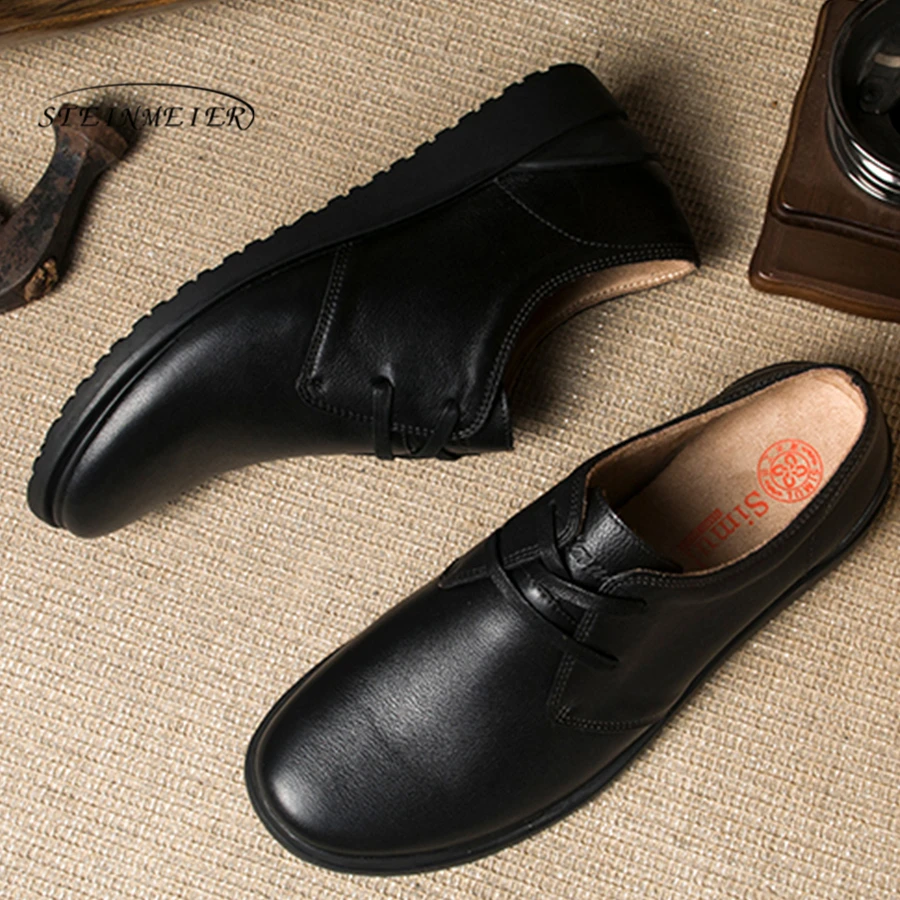 Vestido Negócios Sapatos Dos Apartamentos Marca E Casuais Homens Black De Macio Up Genuíno Lace Homem Preto Couro Laços Confortável TXFXxH