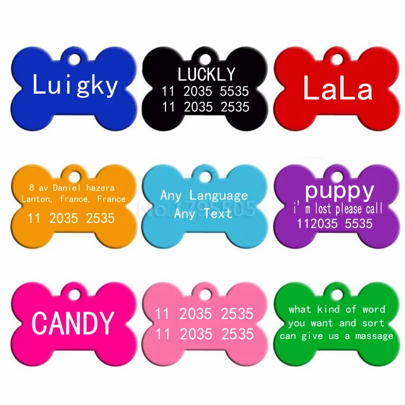 

KIYUE 2Pcs Free Dog Tag Engraved Aluminum Pet ID Tag Dog Id Tag Customized Name Phone Tags Cat Charm Personalized Pet Supplies