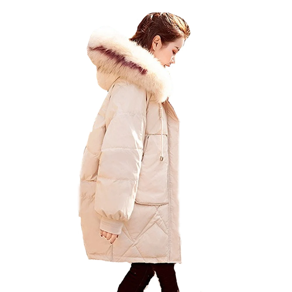

Hood Large Faux Fur Collar coat Simple Clothes Comfortable Long Sleeve Long Zipper for Winter 805/1688