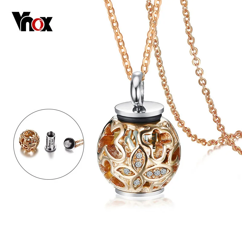 

Vnox Unique Women's CZ Stone Necklace Can Be Opened Fashion Rose Gold Color Stainless Steel Love Necklace Gift Jewelry