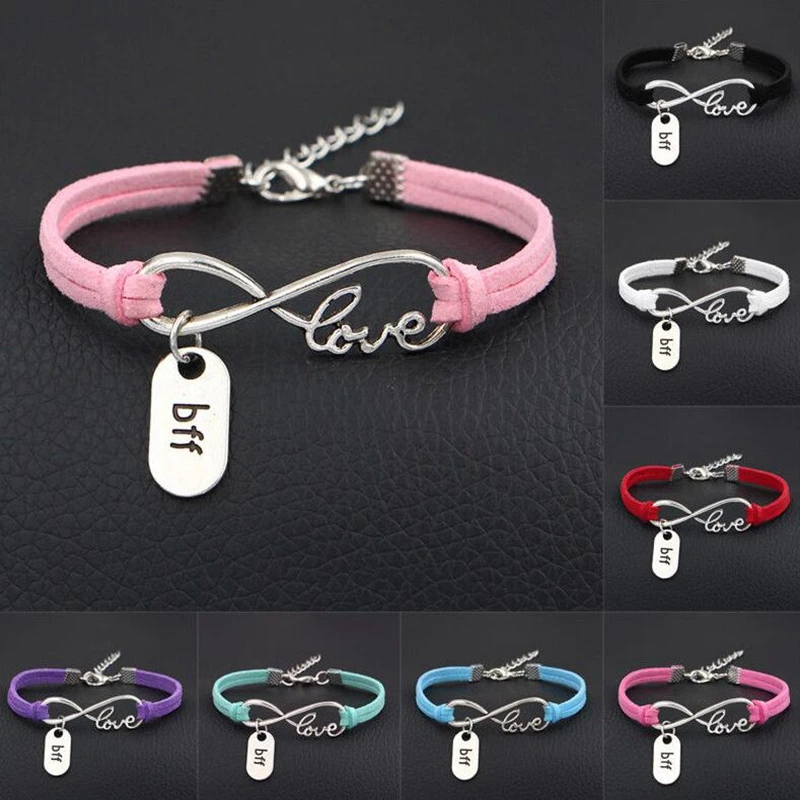 

Stylish Infinity Love Bff Best Friend Charms Bracelets Leather Wrap Bracelet Friendship Gift Craft Fashion Jewelry For Men Women