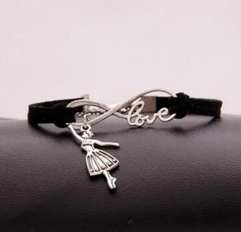 1 шт./лот браслет с подвеской Love lucky 8 Бесконечность Танцующая балерина девочка для