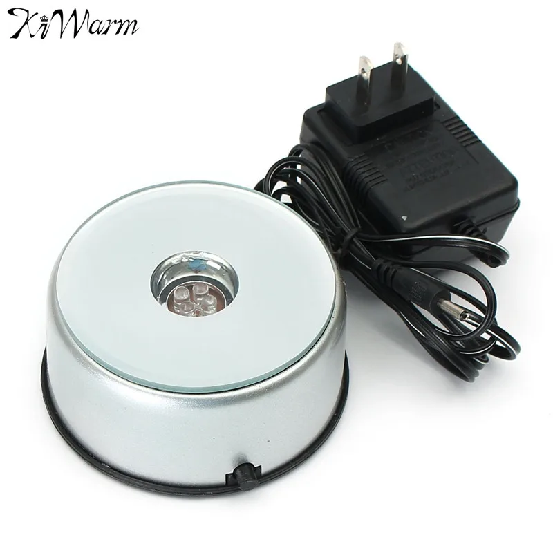 

KiWarm 3D Laser 4LED Rotating Electric Light Stand Base Display for Crystal Glass Trophy Paperweights Art Crafts Home Decor Gift
