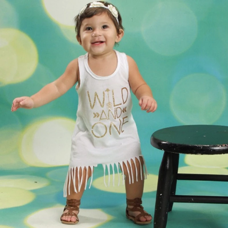 Newborn Baby Girl Cotton Vest Dress Sleeveless Fringe Tassel T Shirt Top DressesDresses