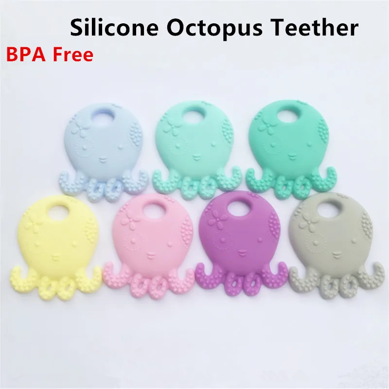 

Chenkai 5PCS BPA Free Silicone Octopus Teether Baby Pacifier Dummy Teething Chewable Pendant Nursing Necklace Jewelry Toy