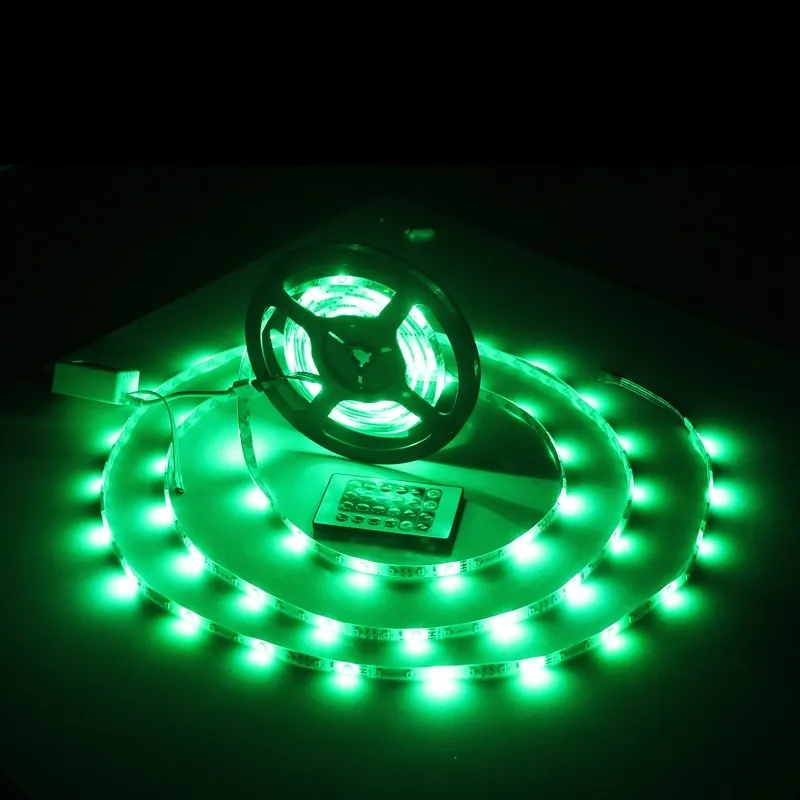 300 Светодиодная лента 5 м 3528 SMD RGB водонепроницаемая гибкая Энергосберегающая светодиодная лента с 24 клавишами RC и приводом для дома магазина