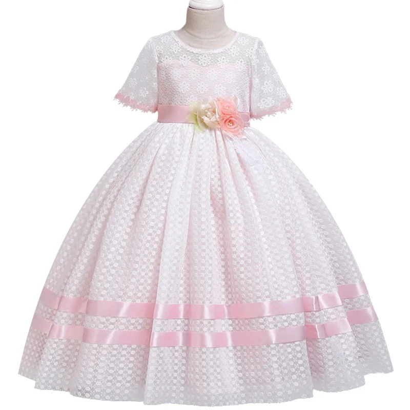 Girls Kids Summer Patchwork Print Crochet Lace Dress Sun Dress Age 3-11 Years
