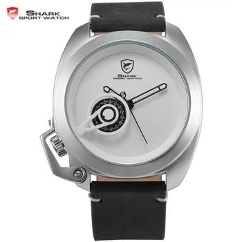 

Tawny Shark Sport Brand Watch Men White Special Date Classic Design Leather Band Military Male Waterproof Quartz Clock / SH450