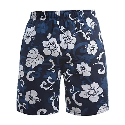 Для мужчин Гавайский праздник Повседневное Пляжные шорты летние свободные быстросохнущая мужские шорты с цветочным рисунком, пляжные шорты с рисунком плюс Размеры W601 - Цвет: deep blue
