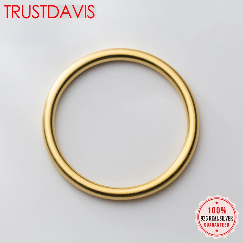 

Trustdavis 1 Pcs 2019 New 100% 925 Sterling Silver Jewelry Golden Frosted 5mm Width Hollow Bangle Bracelet Girls Gift DS176