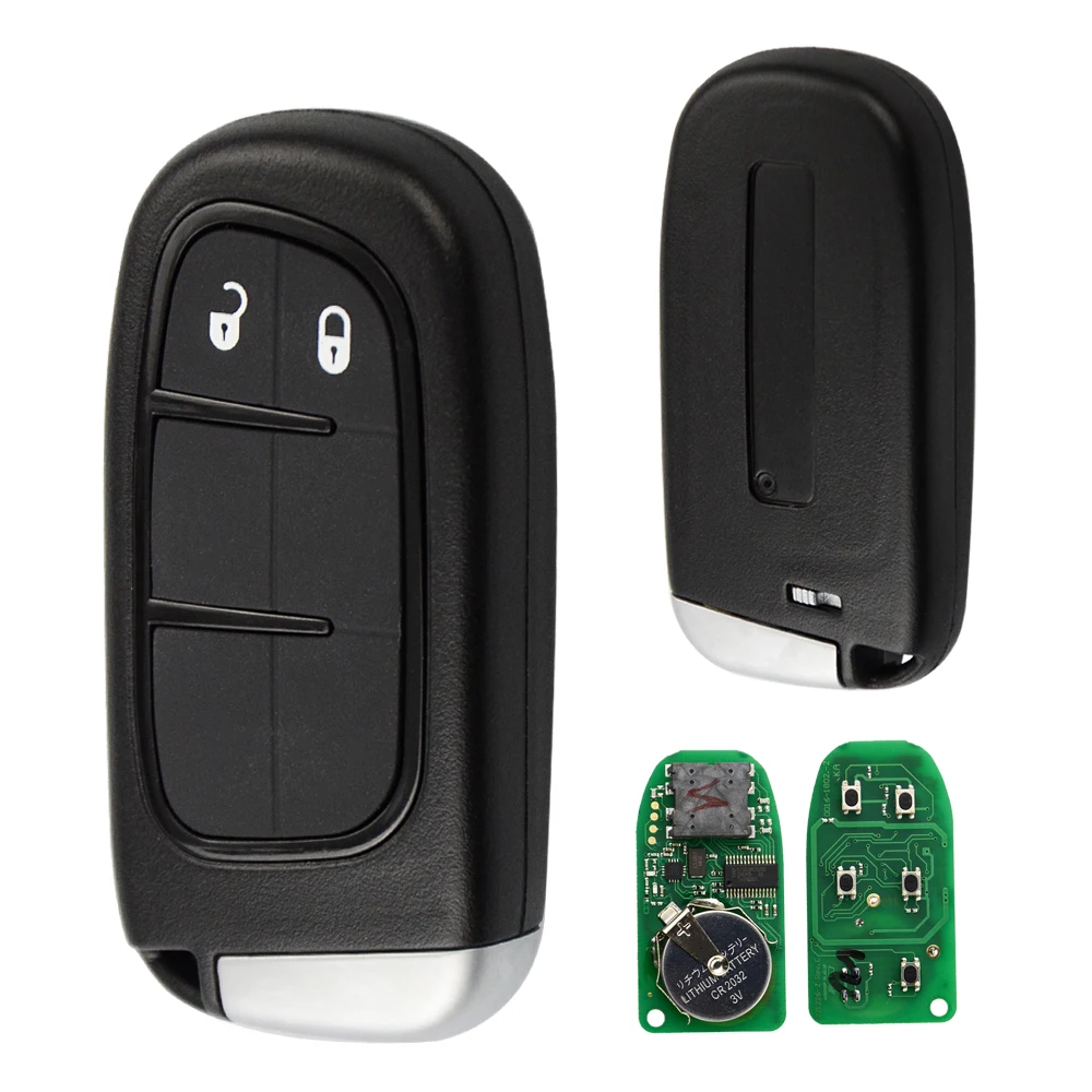 OkeyTech Keyless Entry 433Mhz 4A Chip with Insert Small Uncut Blade 2/4/4+1 Button for Jeep Cherokee Car Remote Smart Key Card