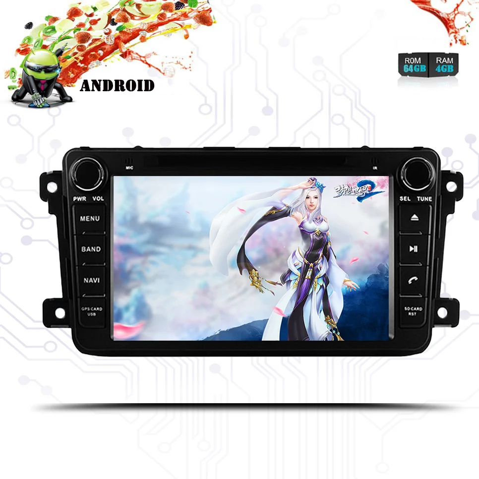 Best 8 Core 2Din 4+64G Android 9.0 For Mazda CX9 Car DVD Player 8"GPS Navigation 4G+64G Phone Link Bluetooth RDS Car Radio Fast Boot 0