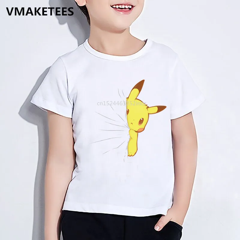 Детская летняя футболка с короткими рукавами для мальчиков и девочек детская футболка с принтом «скрытый Марио»/«Пикачу» забавная одежда для малышей HKP5036