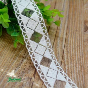 

YACKALASI 14 Yds Soft Tulle Lace Fabrics Cotton Embroidery Trims DIY Garment Accessories Free Shipping 3.5cm