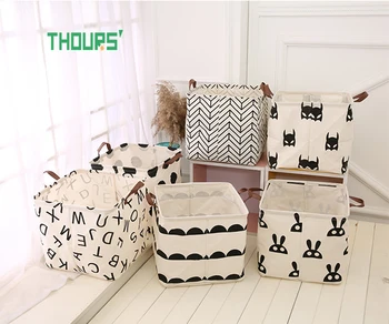 

Thours Folding Desktop Storage Basket Sundries Laundry Box with Handle Linen Container Makeup Organizer Case Kid Toys Barrel