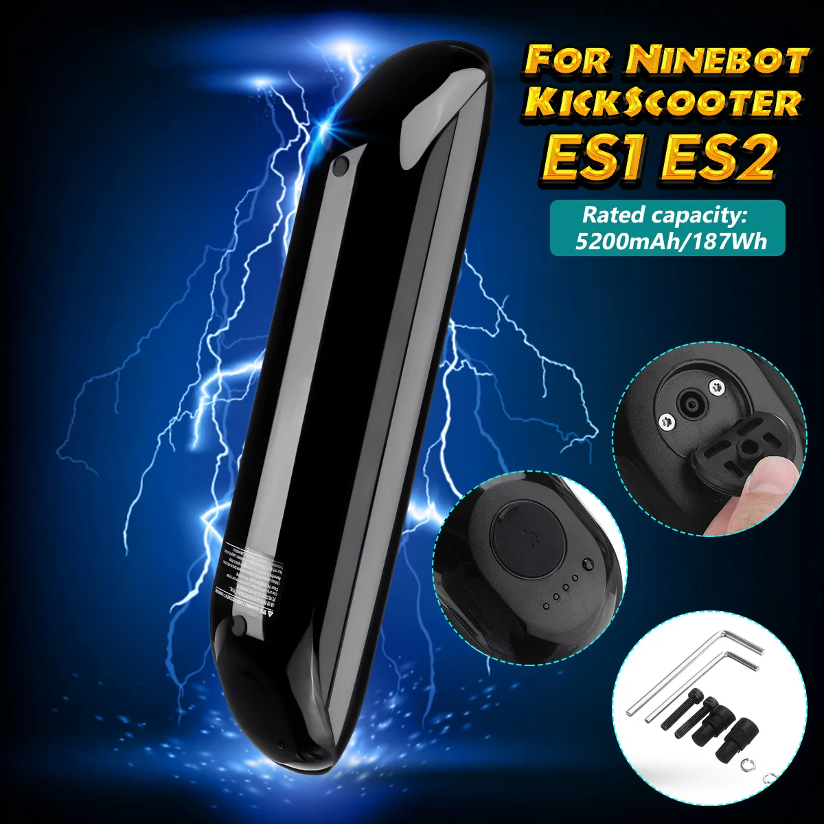 

External Optional Battery Kit for Ninebot KickScooter ES1 ES2 Electric Scooter Hover Board Skateboard 5200mAh/187Wh Battery