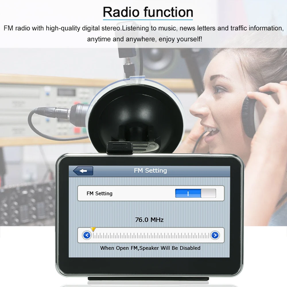 

Touchscreen Voice Announcement Car GPS Navigation 7-inch Portable GPS Navigator DDR128M 4GB Built-in Europe Maps