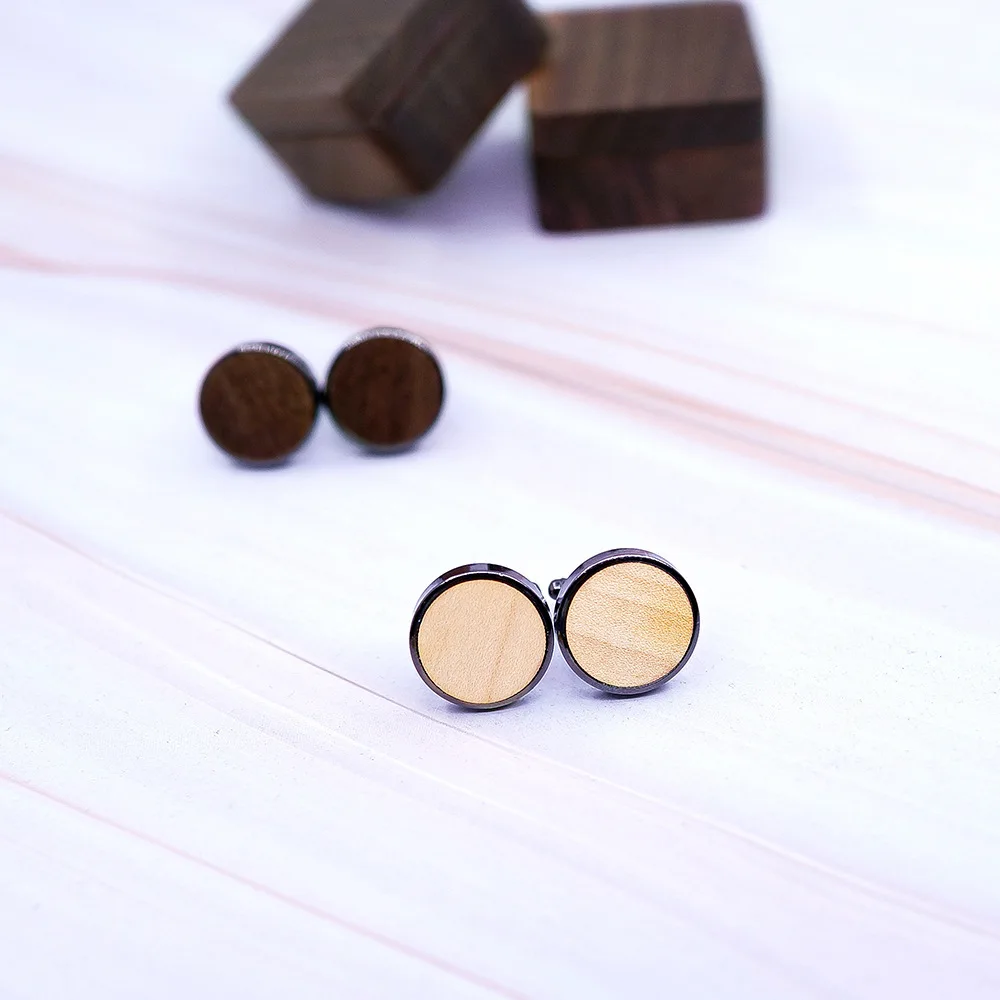 

Mdiger Trendy Round Wooden Cufflinks for Mens Shirt Wood Cuff links for Wedding Party Buttons Cufflink Gentlemen Jewelry