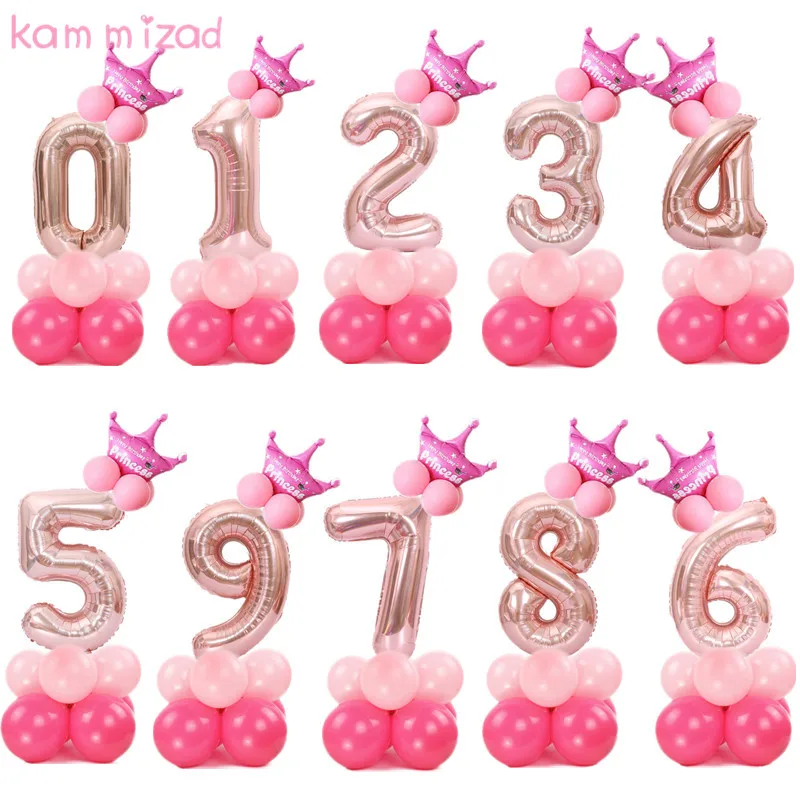 KAMMIZAD Navidad 1 2 3 4 5 6 7 8 9 globos de papel de oro rosa globos de helio digital fiesta de cumpleaños globos adultos
