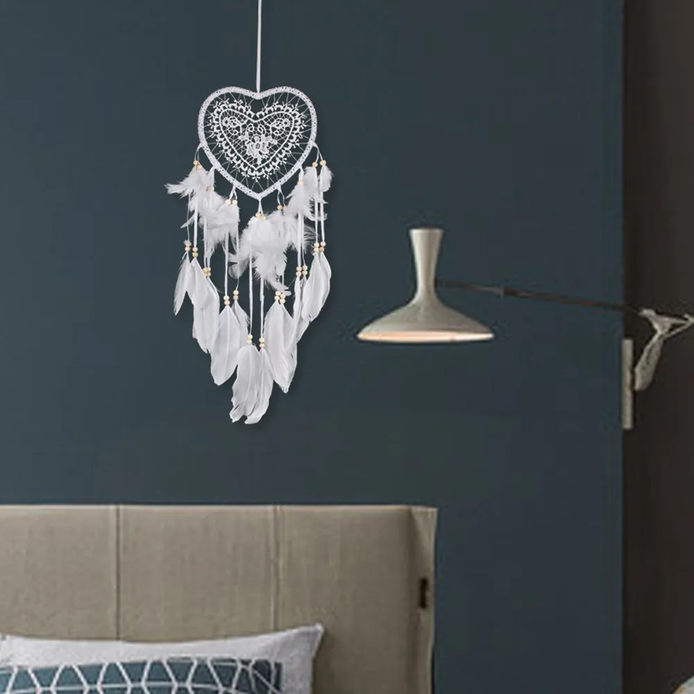 Ловец снов, круглые белые перья, висящие на стене, ветры, скандинавские украшения, домашнее ремесло, Ловец снов, ремесло, подарок#3