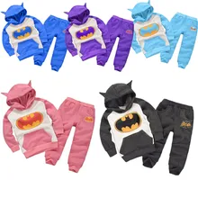 6 color !!! New autumn winter boy set 2016 batman Children Tracksuit kids clothing suit boys and girls hoodie+trousers 2 PCS set