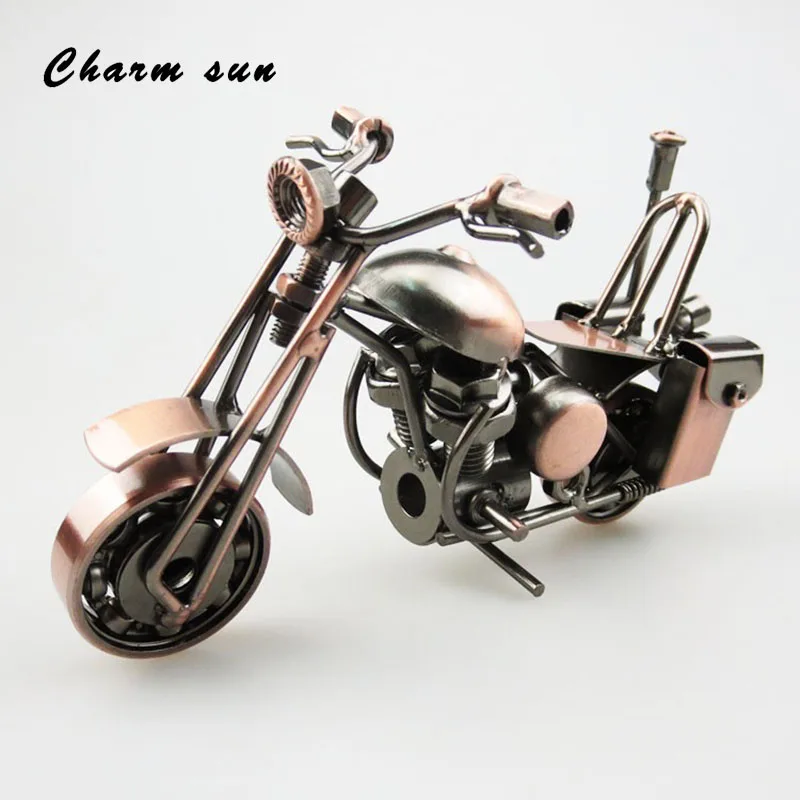 CHARM SUN handmade antique iron motorcycle model metal best office bar