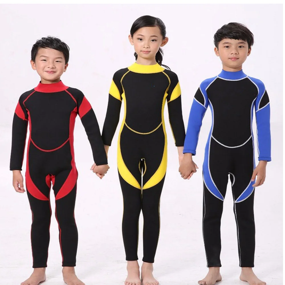 Neoprene wetsuit for kids diving suits children swimwears long sleeves