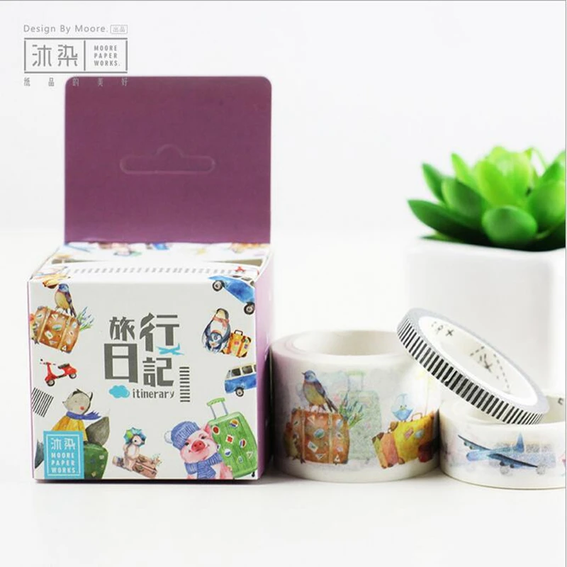

3pcs/set Travel Diary Washi Tape Diy Decoration Scrapbooking Planner Masking Tape Adhesive Tape Kawaii Stationery
