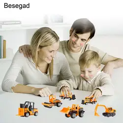 Besegad 6 шт Мини тянуть грузовик автомобиль игрушка строительство Инженерная игрушки для мальчиков детская вечеринка на день рождения