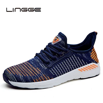 

LINGGE New Mesh Men Casual Shoes Lace-up Men Shoes Lightweight Breathable Walking Sneakers Tenis Feminino Zapatos