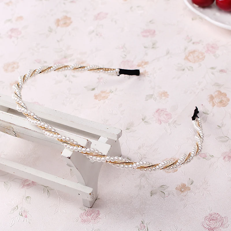 

M MISM 2018 New Girls Hair Clasp Women Fashion Accessories Headband Hair Band Female Wave Pearl String Hairband Hair Hoop