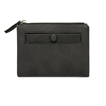 

Women Faux Leather Short Wallet Solid Color Card Cash Holder Bifold Coin Purse