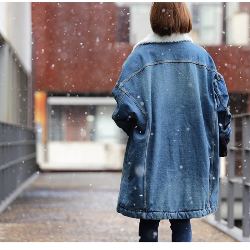 Lâche Manteaux Tendance Feminino Hiver De Bleu Casaco Vestes Épais D'agneau Fourrure Denim Blouson 2018 Femme Jean Veste Streetwear 00qr1Z
