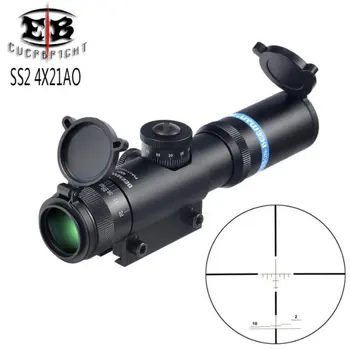 

EB SS2 4x21 AO Compact Hunting Air Rifle Scope Tactical Optical Sight Glass Etched Reticle Riflescope With Flip open Lens Caps