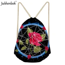 Jackhereook Роза и Вселенная печать женские сумки на шнурке для девочек женские многофункциональные струнные Cinch рюкзак холст школьный