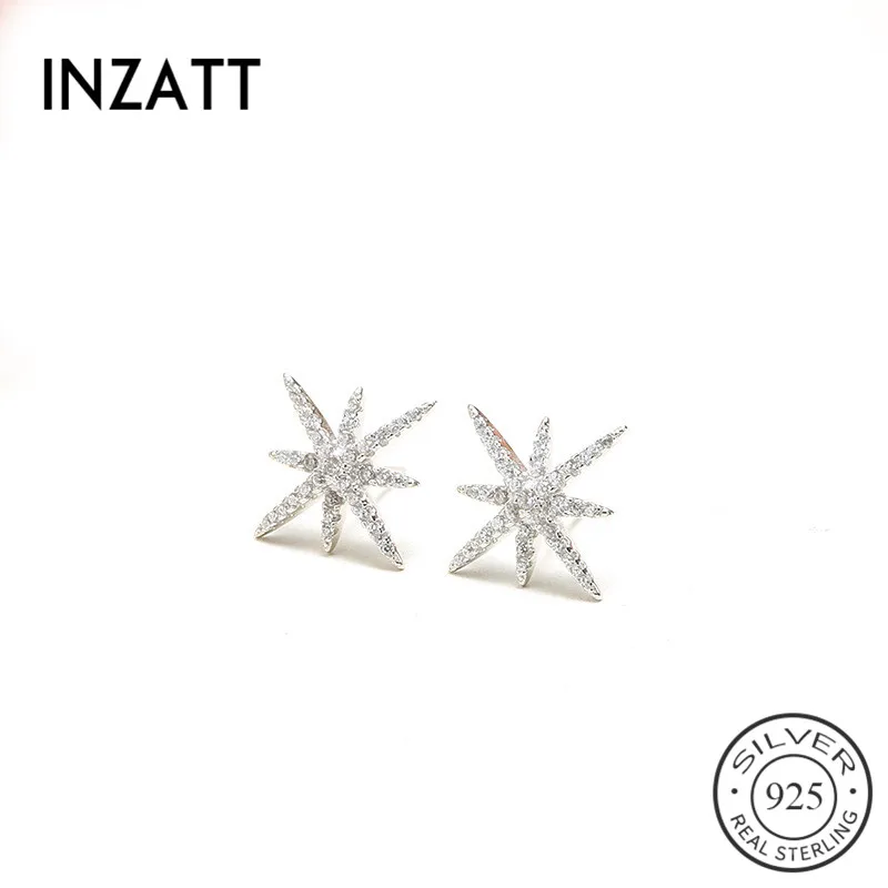 INZATT, классические, настоящее 925 пробы, серебряные серьги-гвоздики для женщин, девушек, друзей, дизайн, стильные аксессуары, ювелирные изделия, крупные подарки